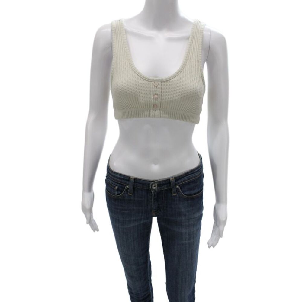 Stateside Womens Beige Scoop Neck Sleeveless Solid Top Size S